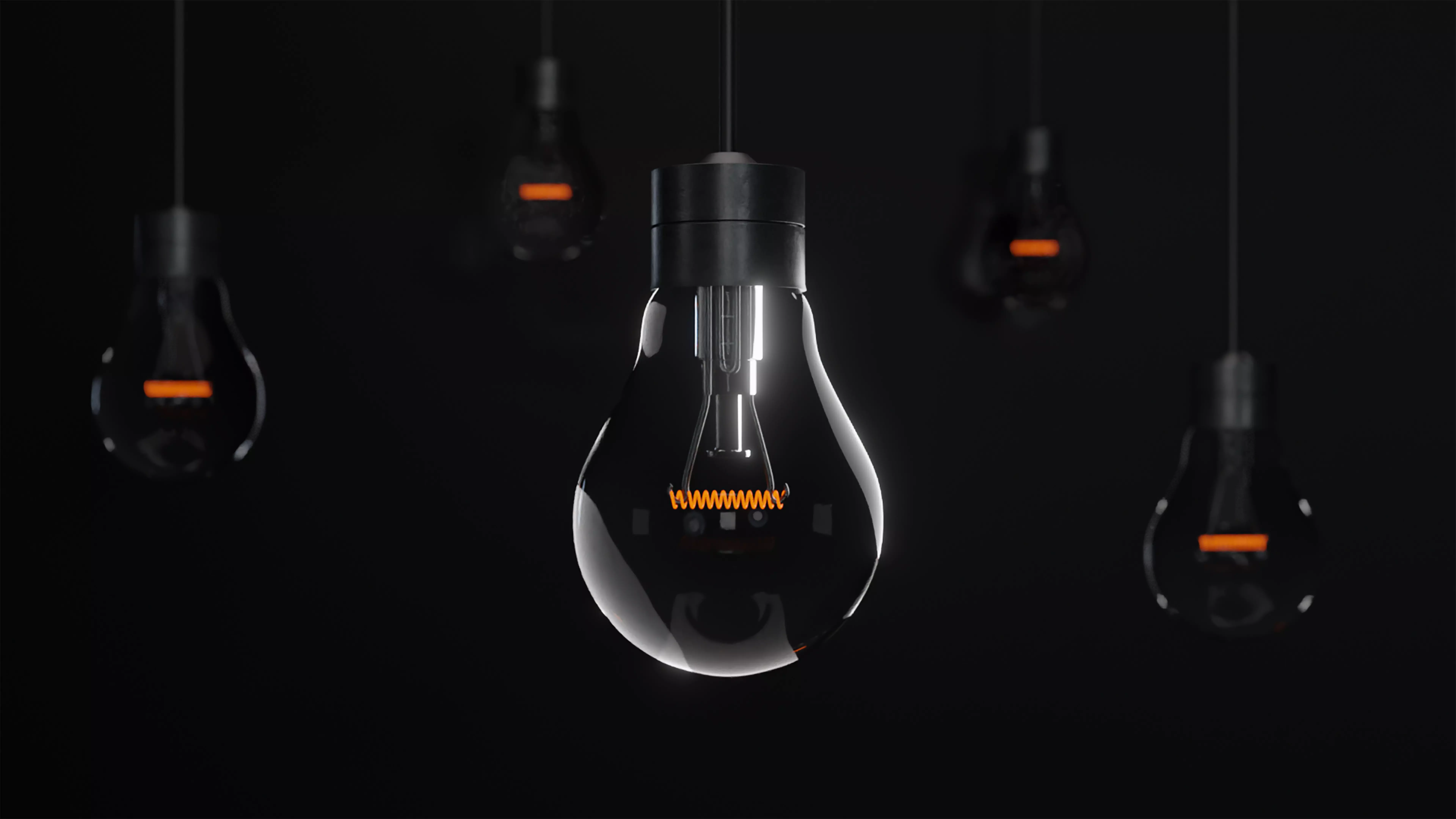 Black background with incandescent light bulbs