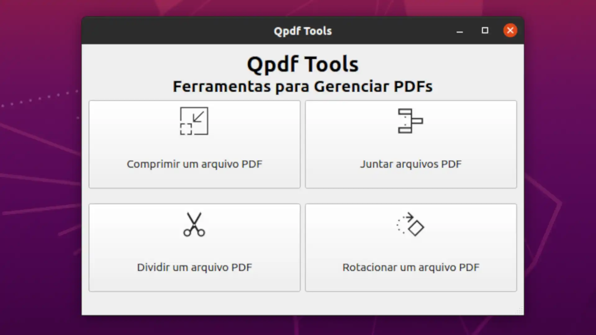 Picture of the Qpdf Tools program home screen